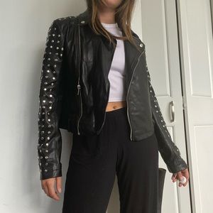 Forever21 Embellished Vegan Leather Jacket, S